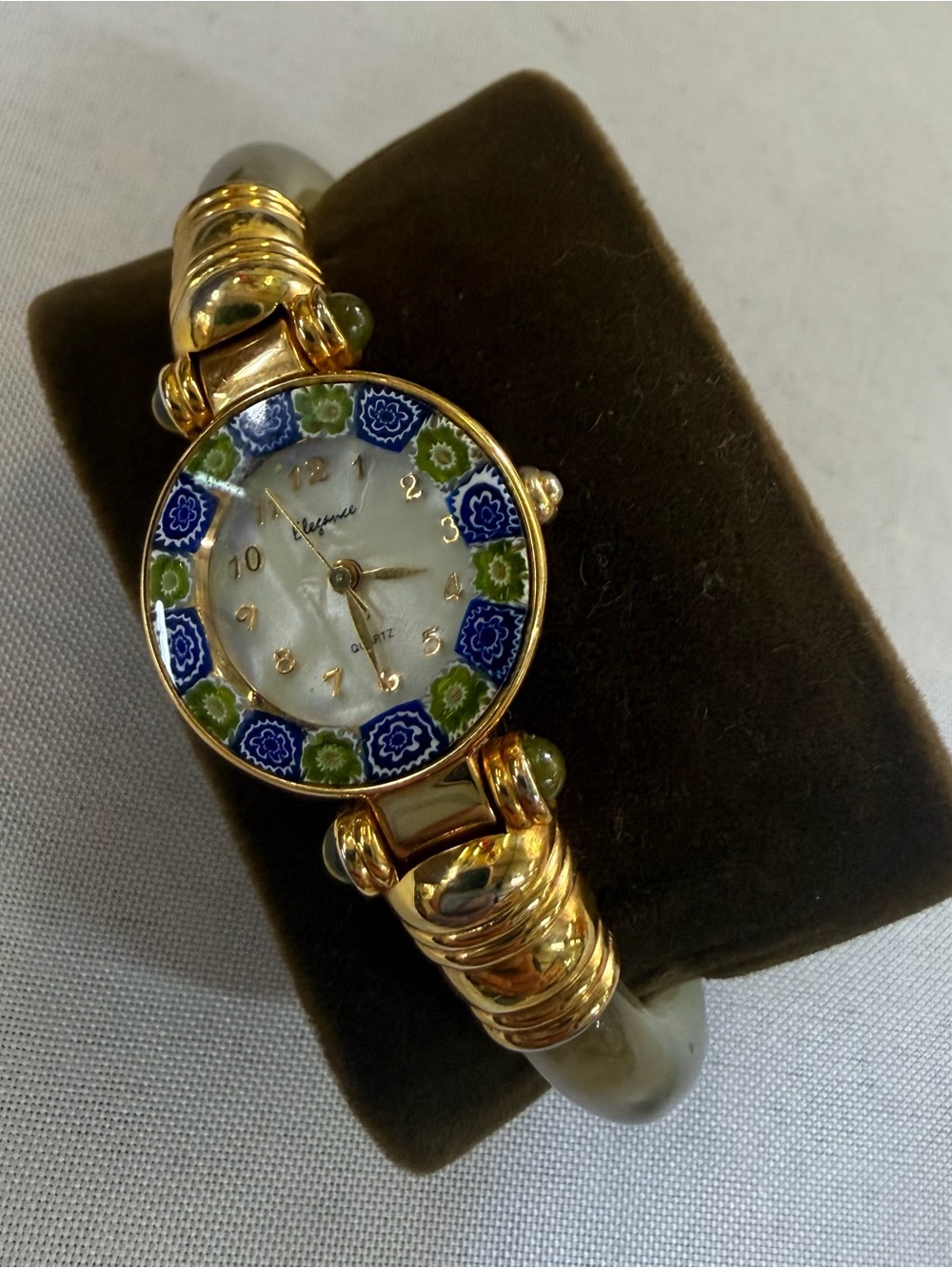 Ladies Elegance Genuine Murano Millefiori Glass Lucite Band Analog Watch